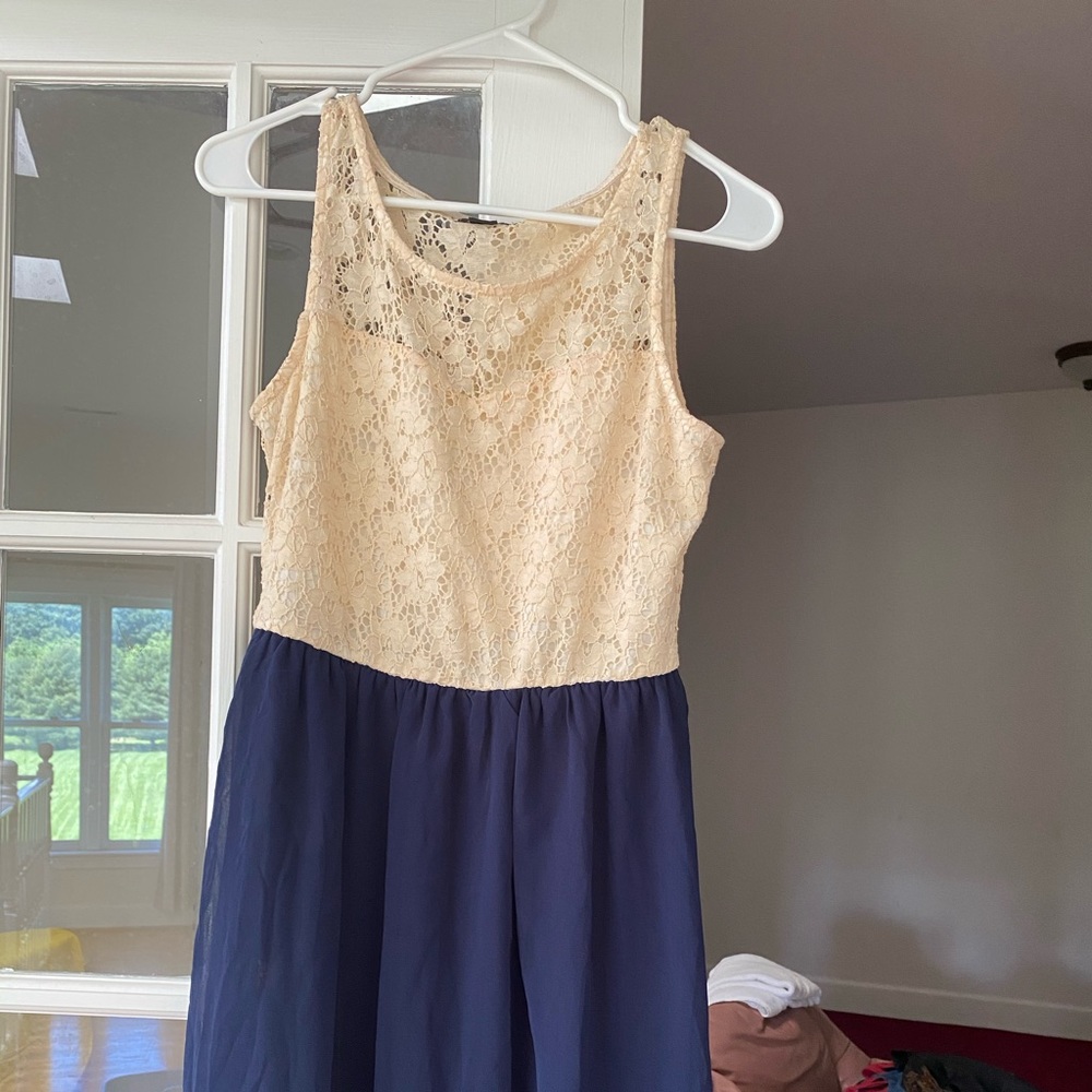 Cream and blue dress